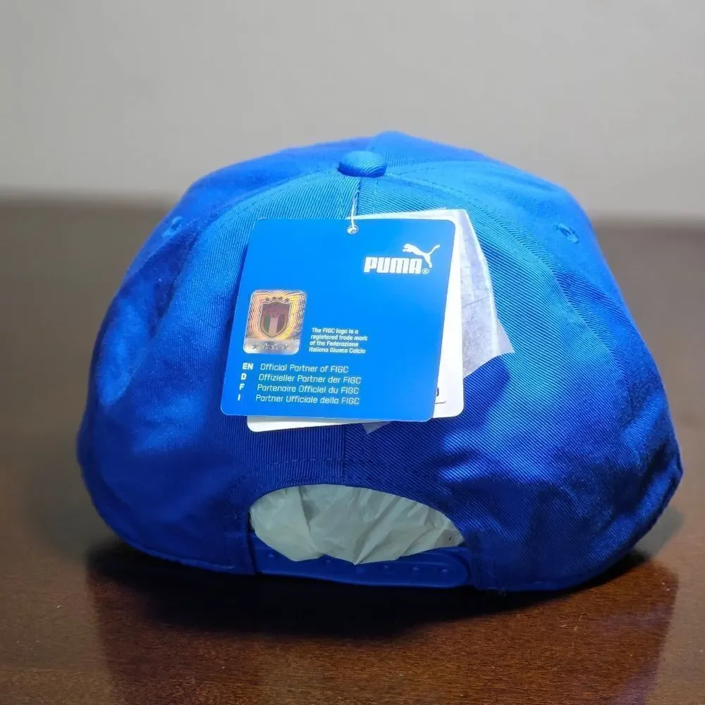 Puma Italia National Soccer Team Dad Hat Cap Blue White 3D Vinyl Logo Adjustable